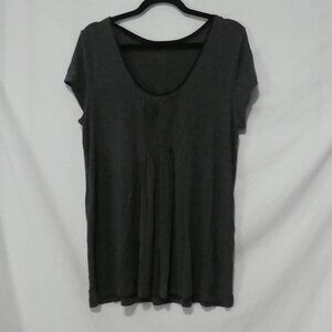 DKNY | P2P 20 inches measured | Elegant Grey Scoop Neck Blouse | Pleated Front